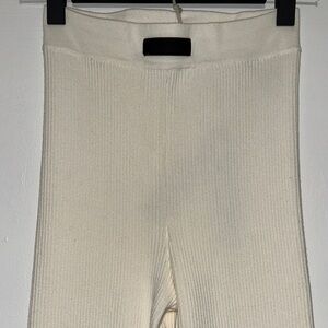 Essentials Cream Ribbed Leggings